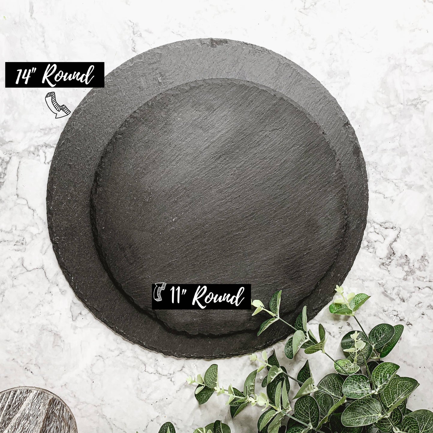 Country Chic Slate Cheese Board – 14” Round Serving Board | Eco-Friendly Tableware