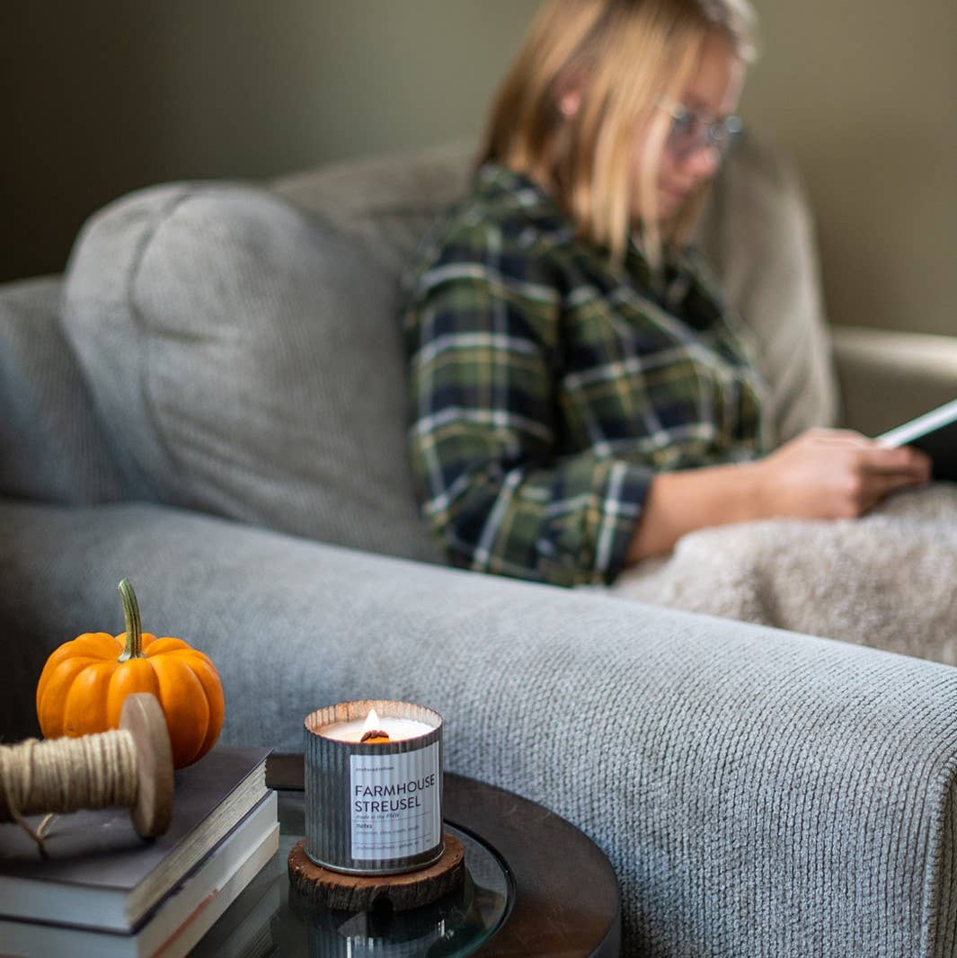 Bookworm Rustic Wood Wick Candle | Teakwood & Leather Scent | 100% Soy Wax, Phthalate-Free, 60 Hour Burn