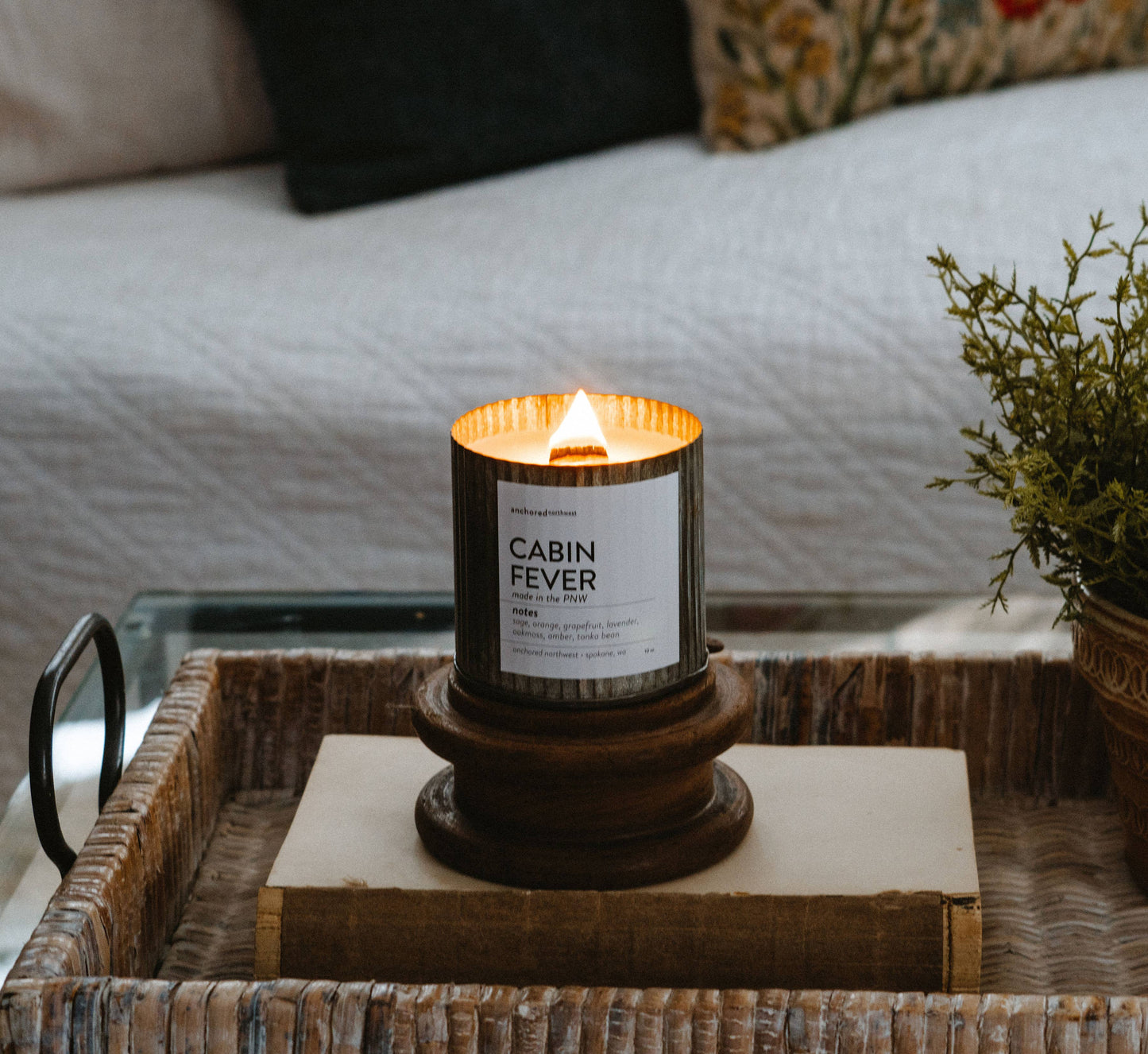 Cabin Fever Rustic Farmhouse Wood Wick Candle | 100% Soy Wax, Eco-Friendly, Phthalate-Free, 60 Hour Burn