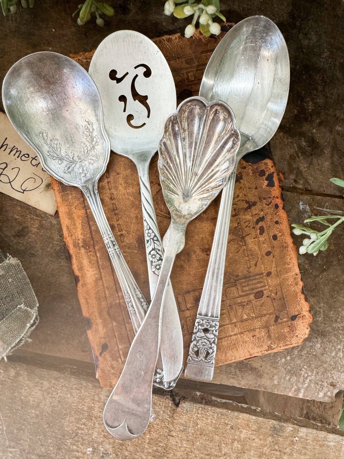 Vintage Sugar Spoons Set of 5 | Authentic Antique Silverware | Unique Tableware for Special Occasions