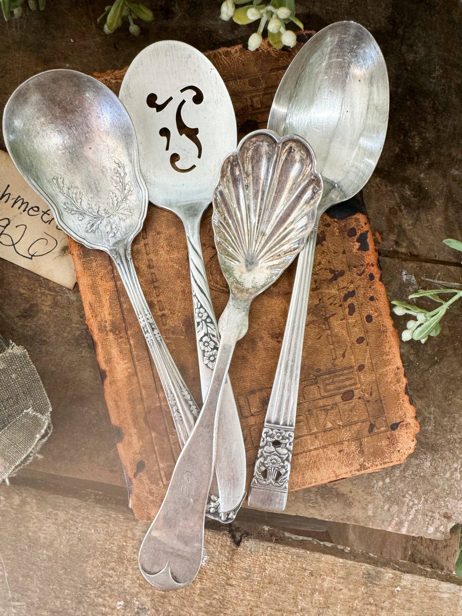 Vintage Sugar Spoons Set of 5 | Authentic Antique Silverware | Unique Tableware for Special Occasions