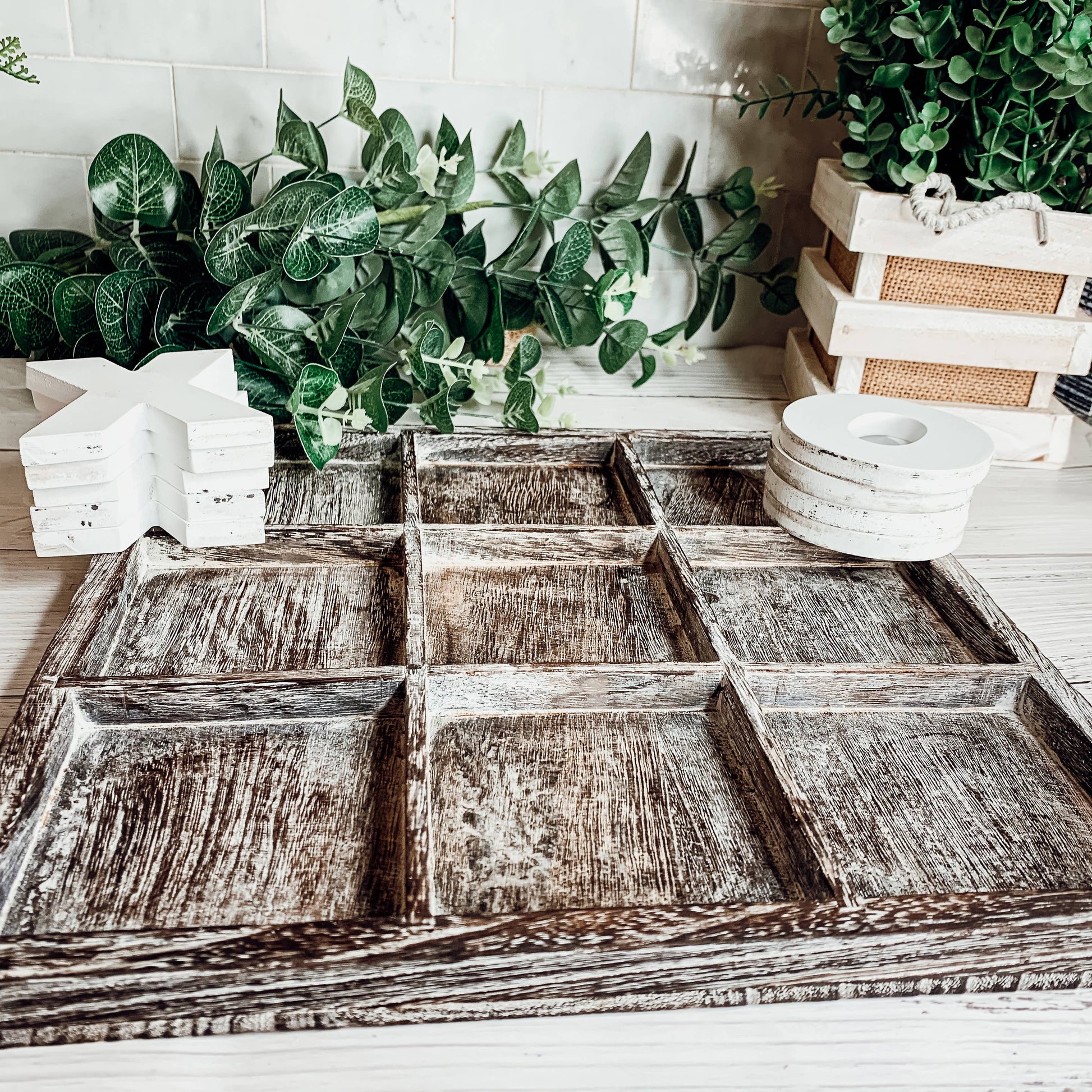 Handmade Wooden Tic Tac Toe – Rustic Farmhouse Tabletop Decor | XO Game