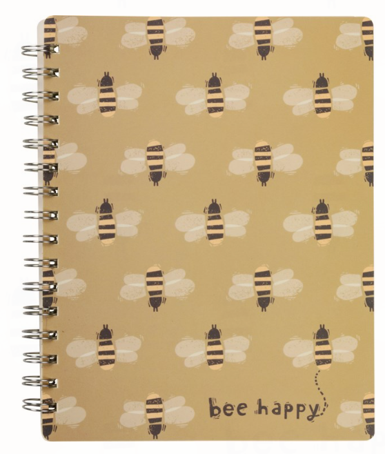 Farmhouse Bee Happy Spiral Notebook – Rustic Country Notebook