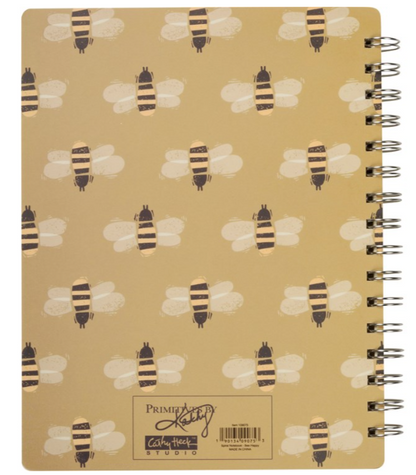 Farmhouse Bee Happy Spiral Notebook – Rustic Country Notebook