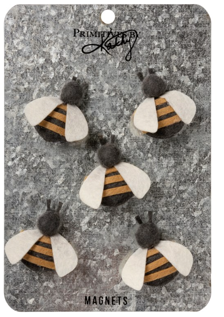 Farmhouse Felted Bees Magnet Set | Rustic Country Home Decor