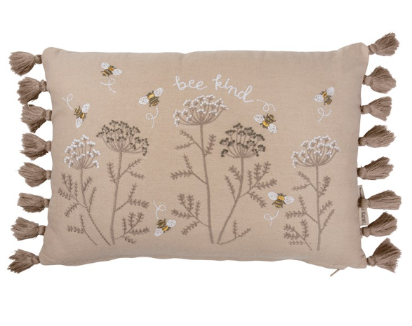 Farmhouse Bee Kind Botanical Pillow |  Rustic Country Bee Kind Botanical Pillow