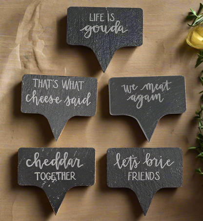 Farmhouse Slate Cheese Charcuterie Witty Party Pick Set – Reversible & Customizable | Kitchen Collection