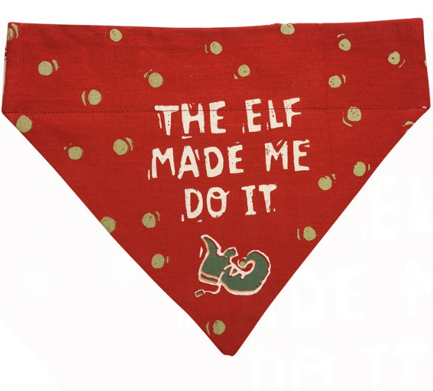 Festive Reversible Dog "Elf Made Me Do It" Christmas Collar Bandana | Cozy Pet Collection