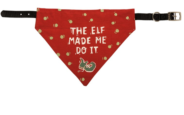 Festive Reversible Dog "Elf Made Me Do It" Christmas Collar Bandana | Cozy Pet Collection