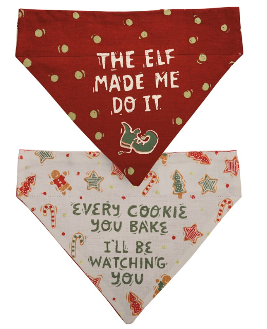 Festive Reversible Dog "Elf Made Me Do It" Christmas Collar Bandana | Cozy Pet Collection