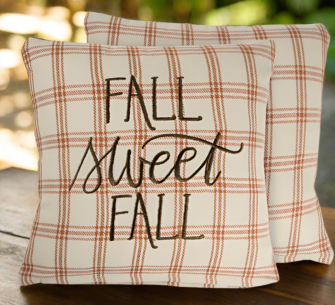 Rustic Farmhouse Fall Pillow "Fall Sweet Fall" | Cozy Country Throw Pillow