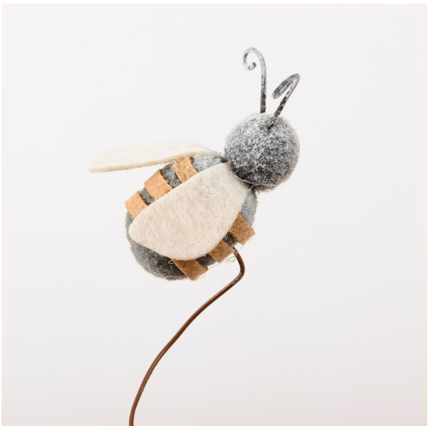 Farmhouse Felt Bee Plant Pick – Rustic Country Plant Accessory