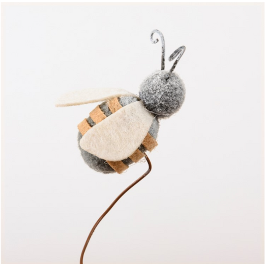 Farmhouse Felt Bee Plant Pick – Rustic Country Plant Accessory