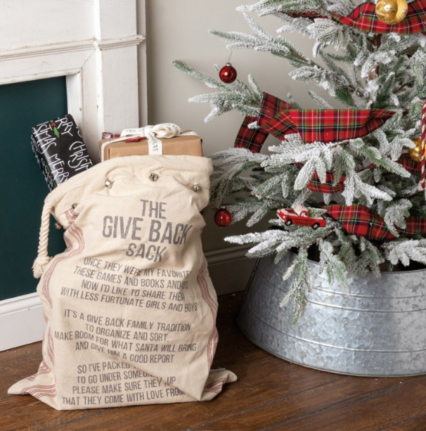 Farmhouse "Give Back" Santa Sack | Rustic Country Christmas Decor