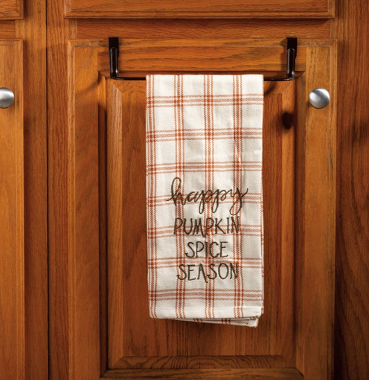 Farmhouse "Happy Pumpkin Spice Season" Plaid Kitchen Towel