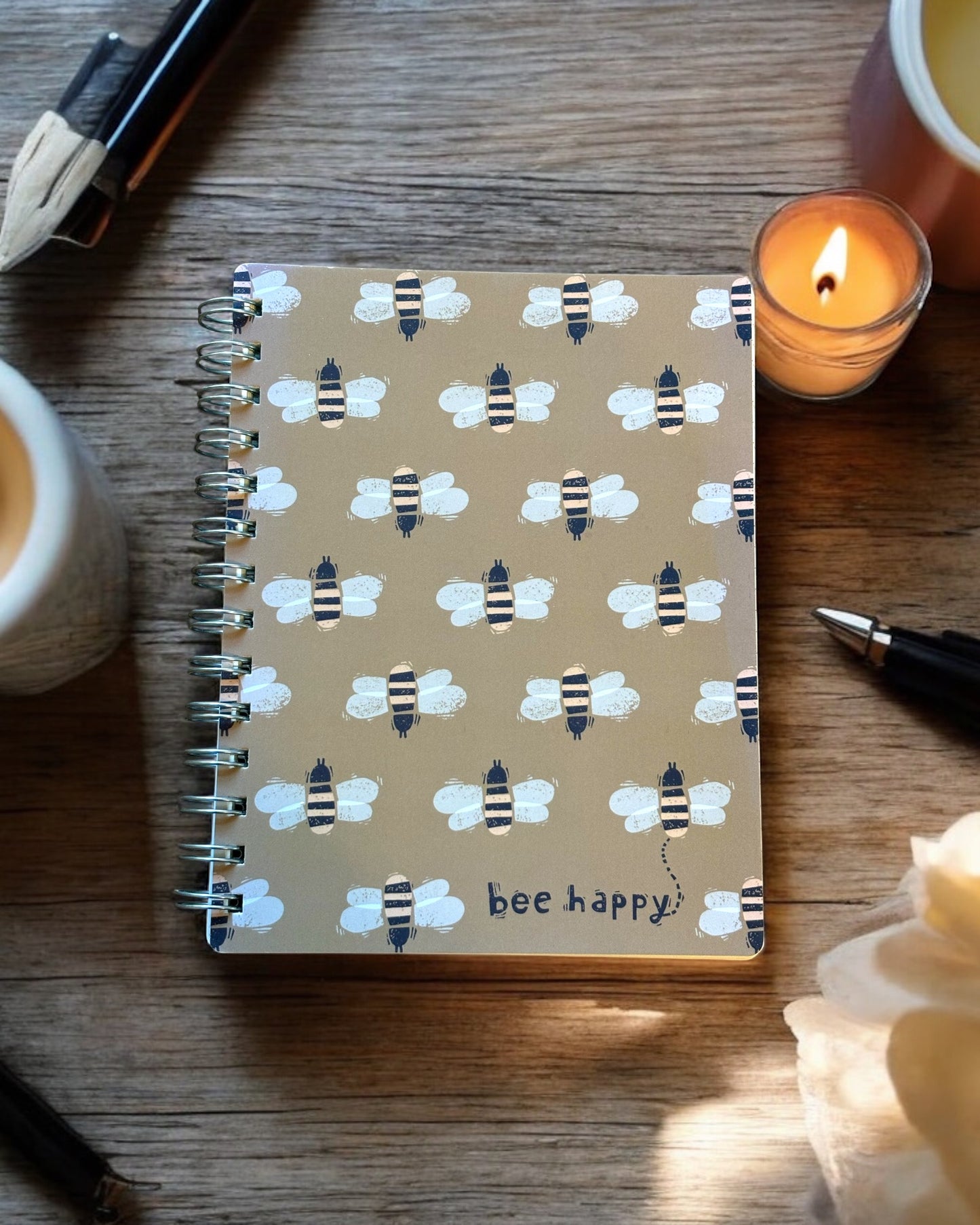 Farmhouse Bee Happy Spiral Notebook