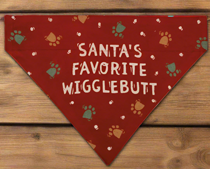 Festive Reversible "Santa’s Favorite Wigglebutt" Dog Collar Bandana | Cozy Pet Collection