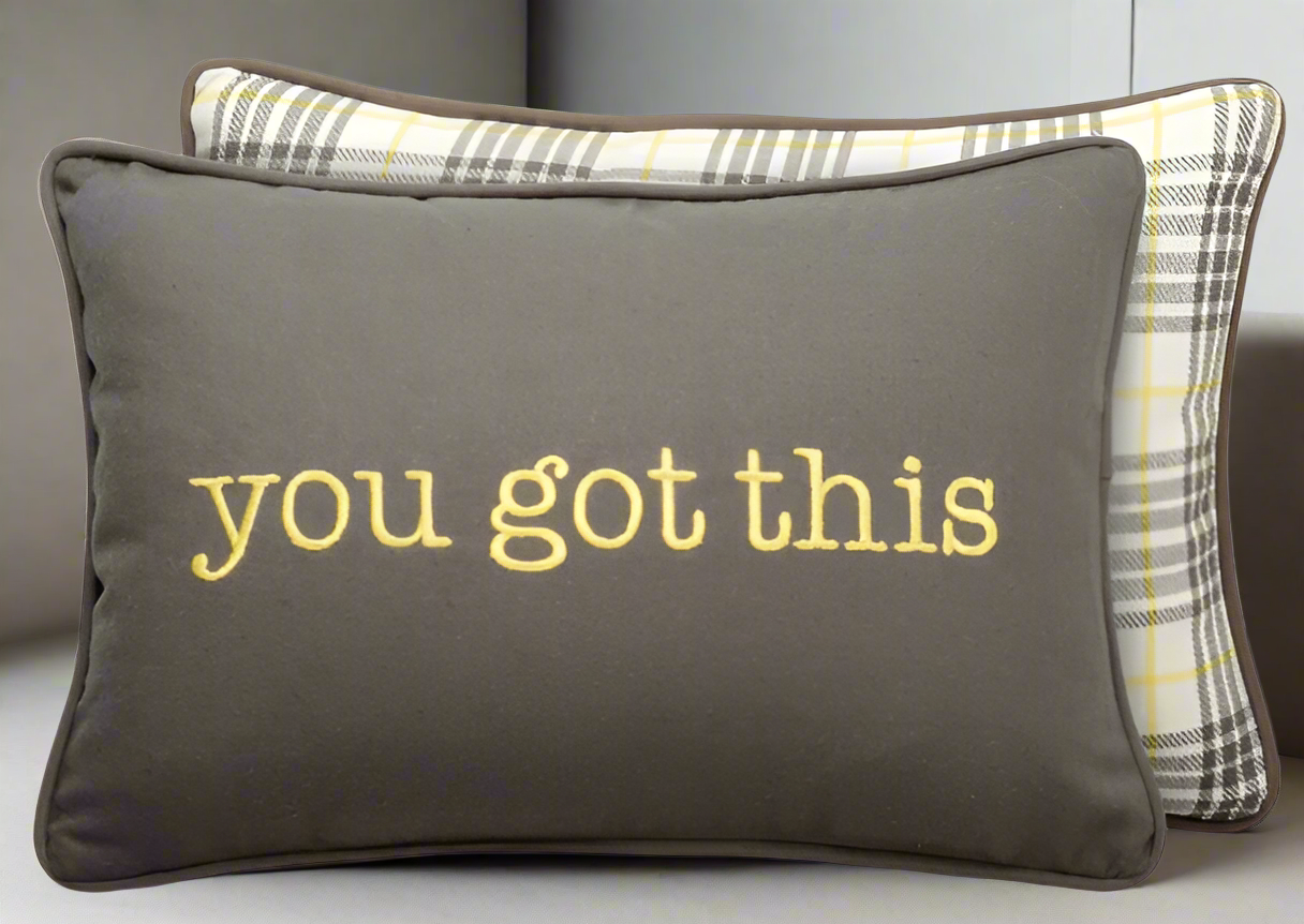 Motivational "You Got This" Plaid Pillow | Cozy Country Motivational Pillow