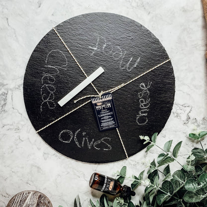 Country Chic Slate Cheese Board – 14” Round Serving Board | Eco-Friendly Tableware