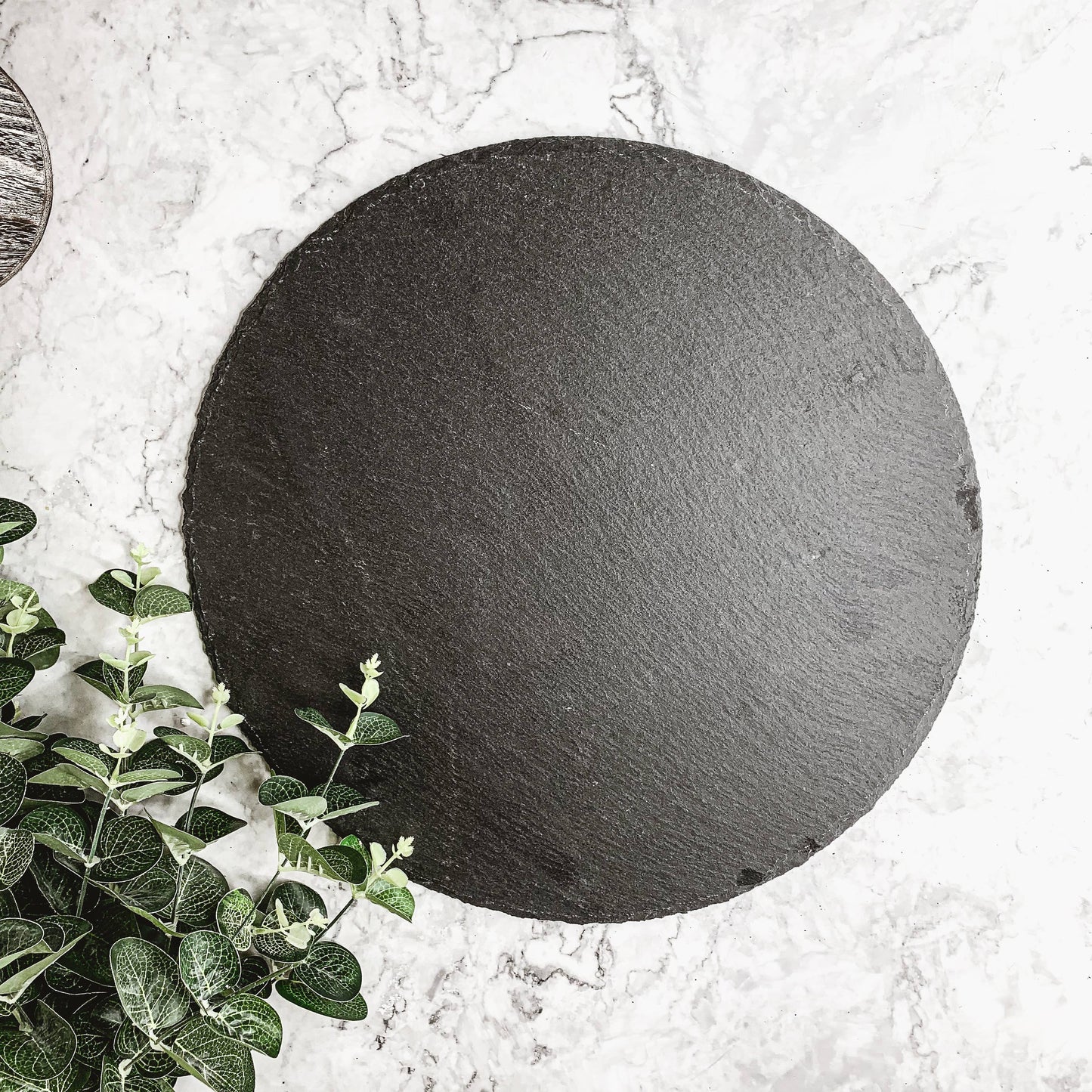 Country Chic Slate Cheese Board – 14” Round Serving Board | Eco-Friendly Tableware