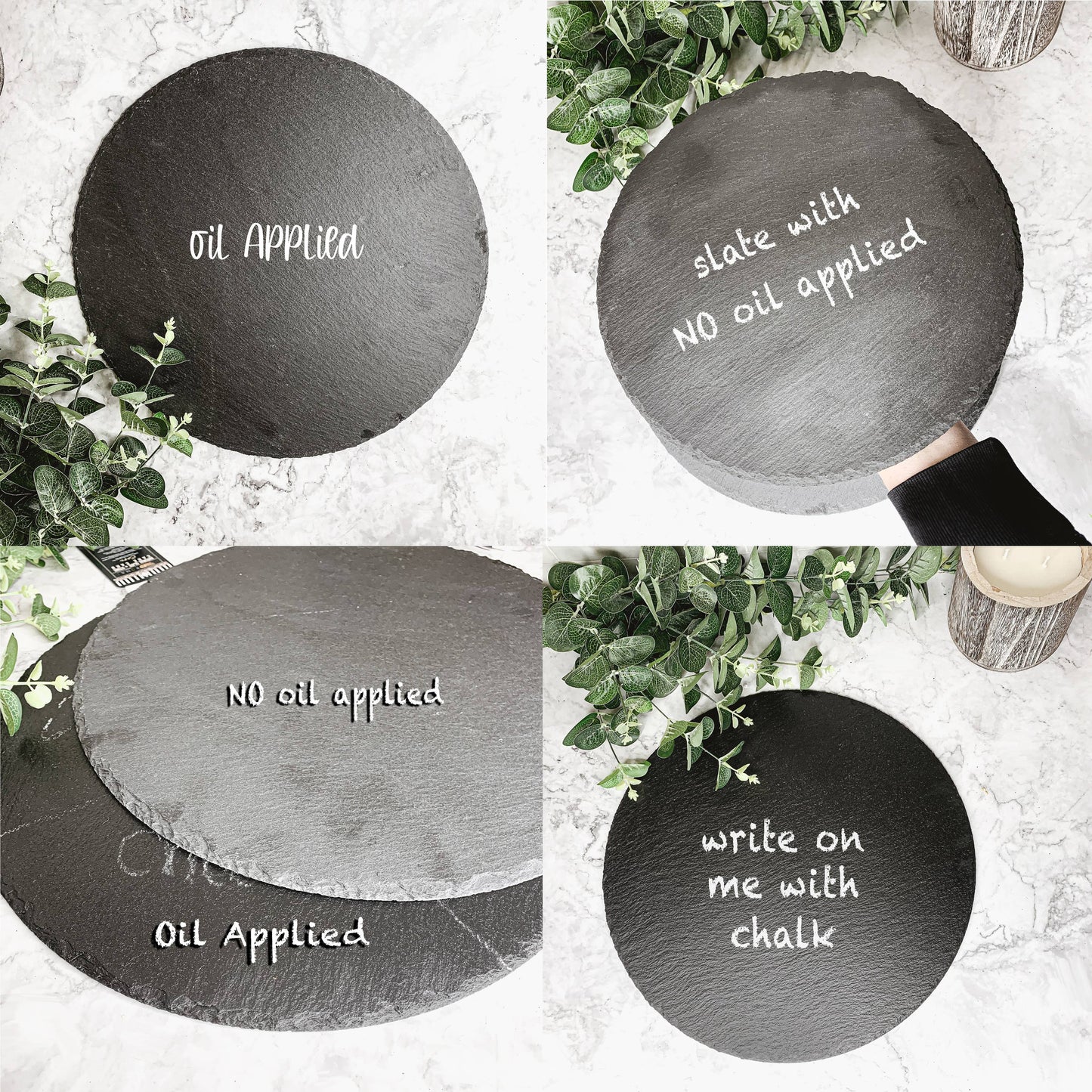 Country Chic Slate Cheese Board – 14” Round Serving Board | Eco-Friendly Tableware