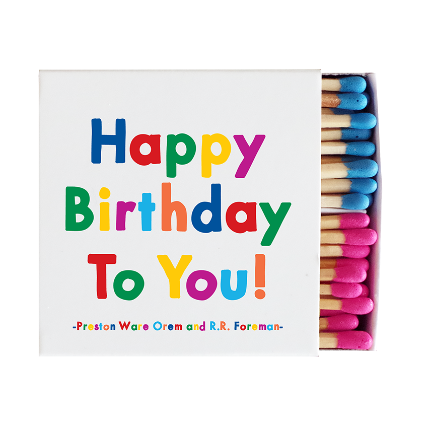 happy birthday to you matchbox containing 80 wooden matches, front view