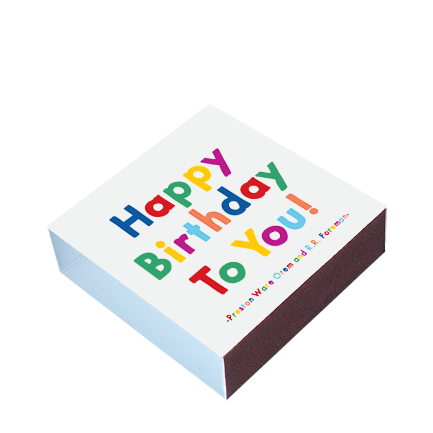 happy birthday to you matchbox shown at an angle