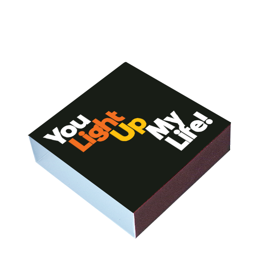 you light up my life matchbox shown at an angle
